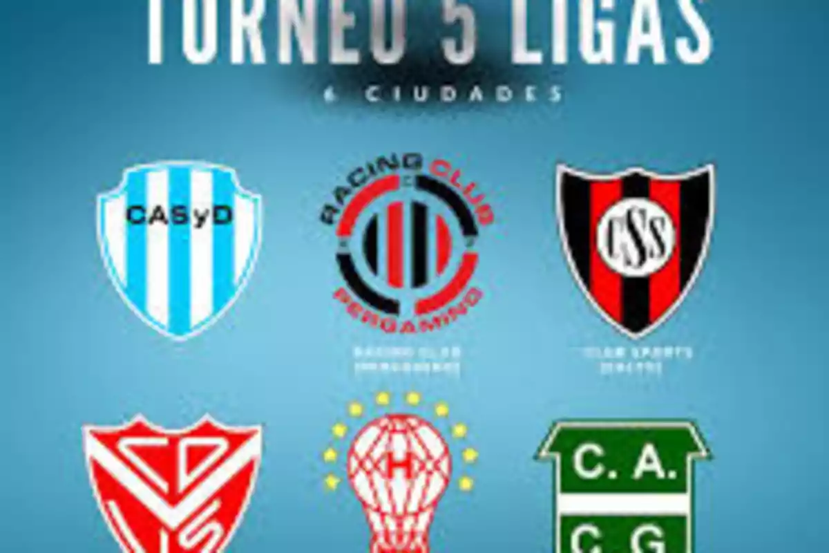 Logotipos de equipos de fútbol bajo el título 