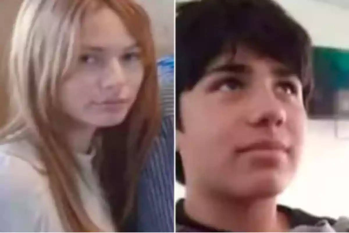 Dos personas jóvenes, una chica con cabello largo y claro y un chico con cabello oscuro, aparecen en una imagen dividida en dos partes.