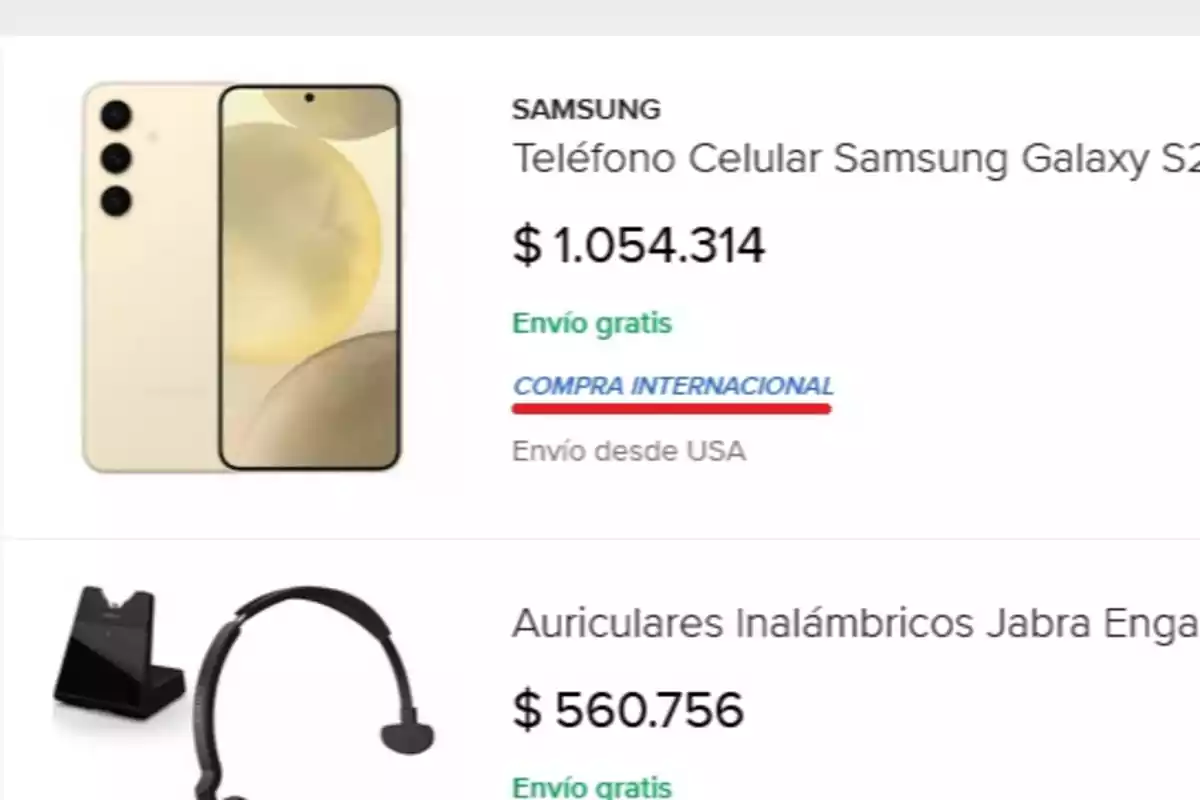 Un teléfono celular Samsung Galaxy S23 con un precio de[IMAGE].054.314, envío gratis y compra internacional desde USA en Mercado Libre.