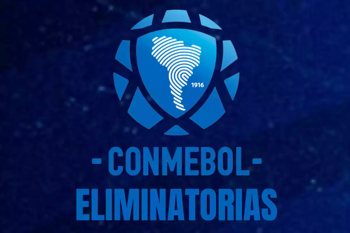 Logo de la CONMEBOL con el texto "CONMEBOL ELIMINATORIAS" en un fondo azul.