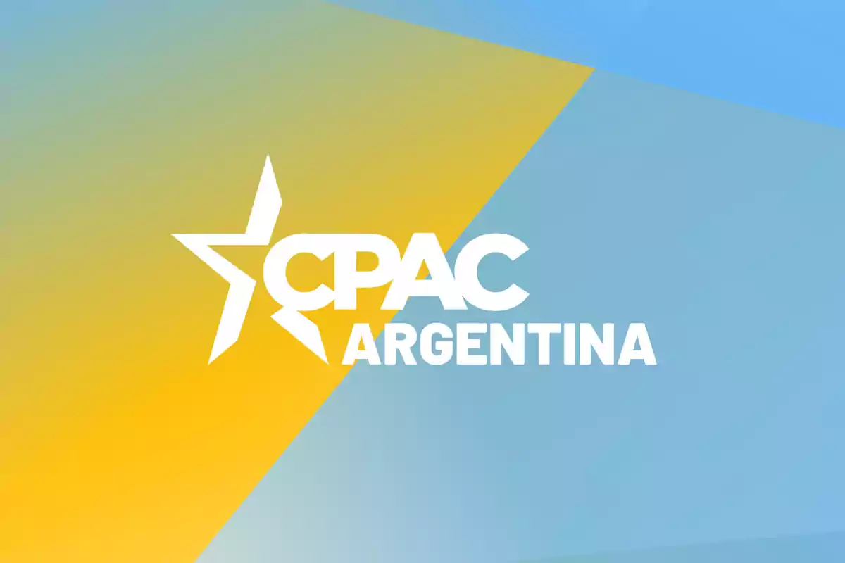 Logo de CPAC Argentina con fondo de colores azul y amarillo.