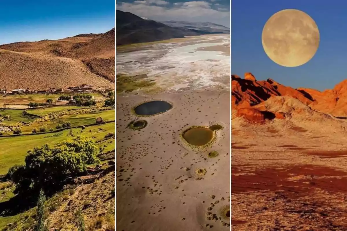 Tres paisajes para visitar en las vacaciones 2025 desérticos con montañas y formaciones rocosas bajo un cielo despejado en el norte argentino