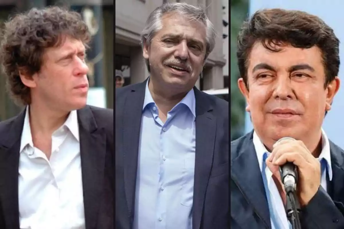 Tres hombres de mediana edad, cada uno en una imagen separada, todos vistiendo trajes formales.