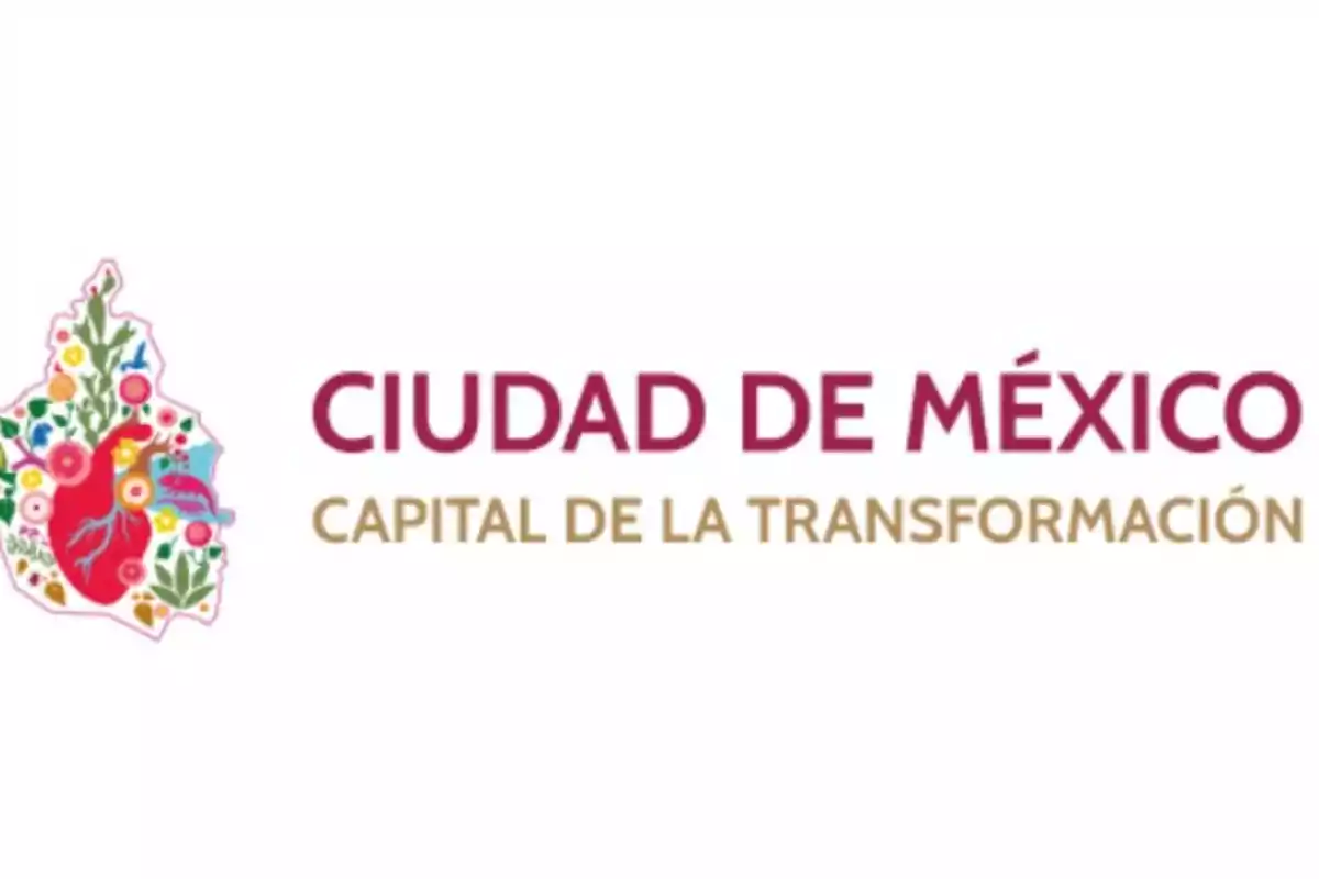 Mexico City logo with a colorful design of a heart surrounded by flowers and a hummingbird, joined by the text 