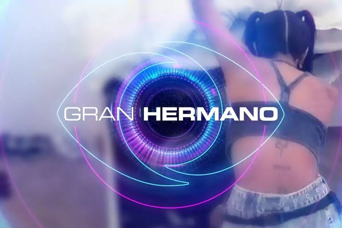 Logo de Gran Hermano sobre una imagen borrosa de una participante del reality show.