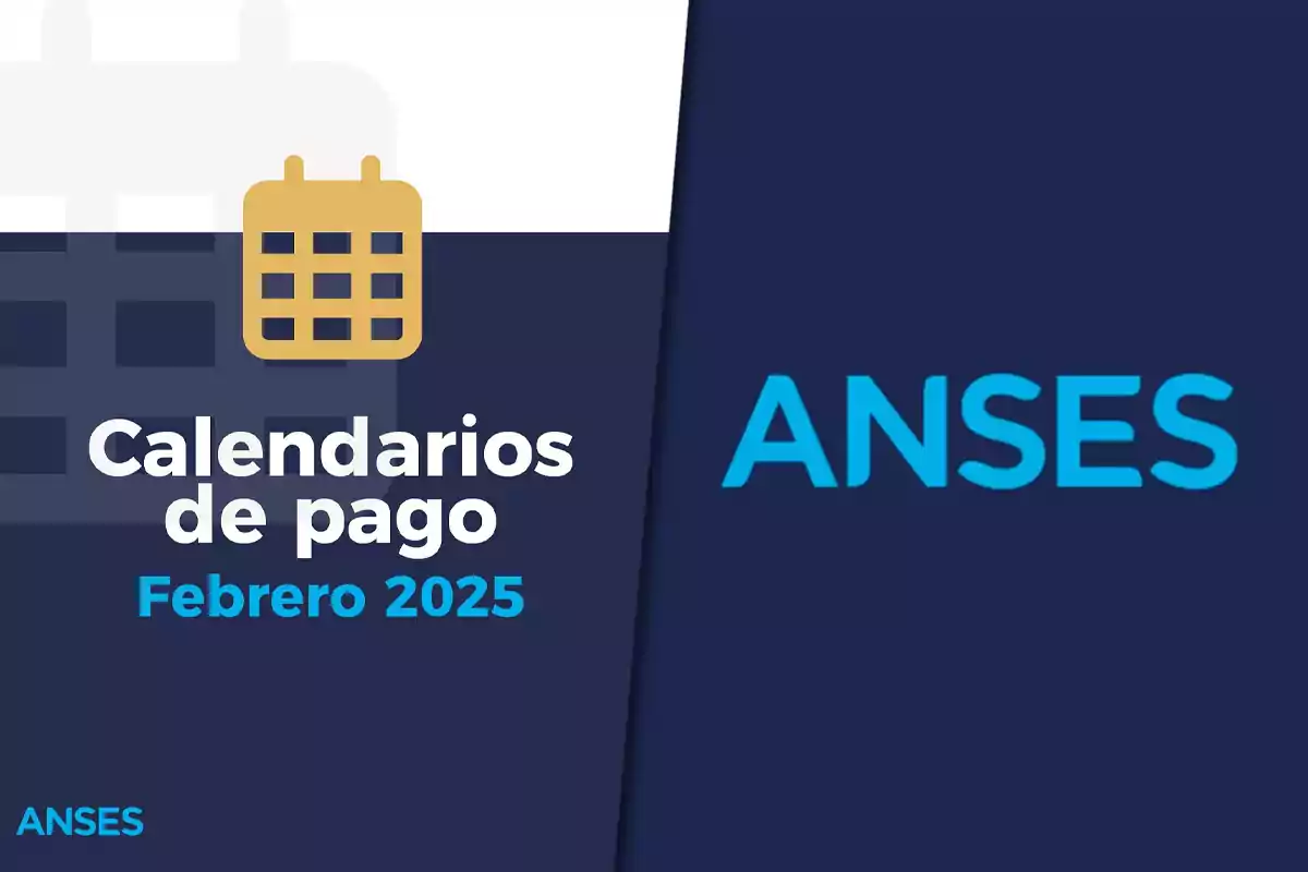 ANSES payment schedule for February 2025 with a calendar icon in the background.