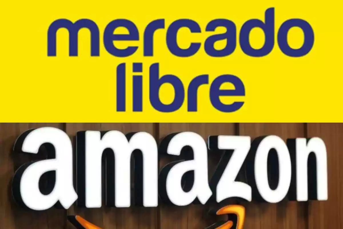 Logotipos de Mercado Libre y Amazon.