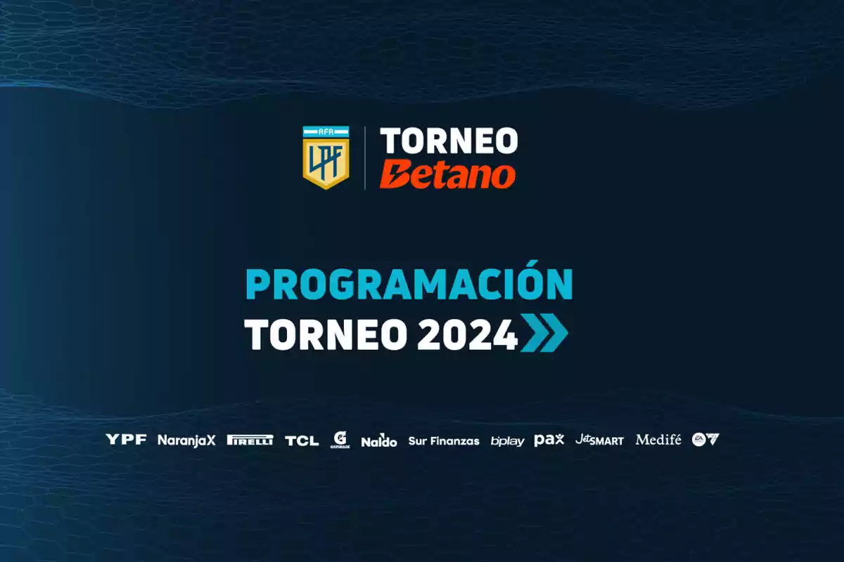 Imagen promocional del Torneo Betano 2024 con logotipos de patrocinadores en la parte inferior.