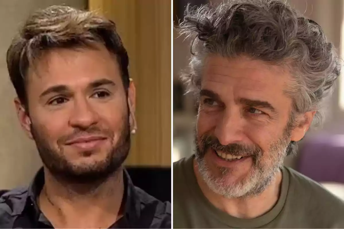 Dos hombres sonrientes, uno con cabello corto y barba recortada, el otro con cabello rizado y barba más larga.